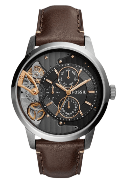 Buy Shop Fossil Townsman Automatic Black Dial Brown Leather Strap Watch for Men - ME1163 USA Online