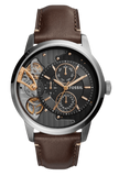 Buy Shop Fossil Townsman Automatic Black Dial Brown Leather Strap Watch for Men - ME1163 USA Online