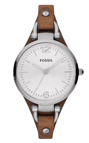 Buy Shop Fossil Georgia White Dial Brown Leather Strap Watch for Women - ES3060 USA Online