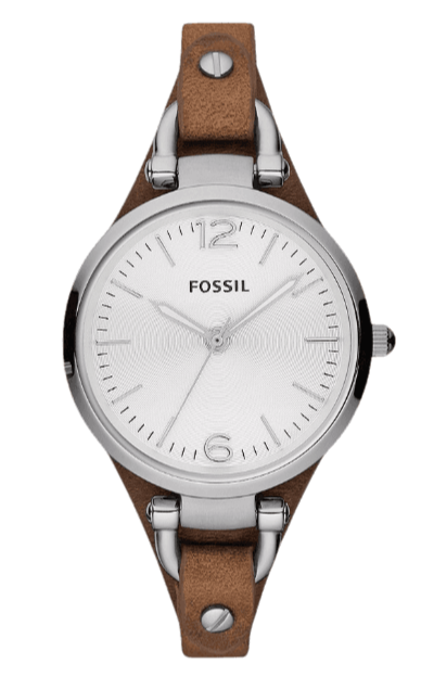 Buy Shop Fossil Georgia White Dial Brown Leather Strap Watch for Women - ES3060 USA Online