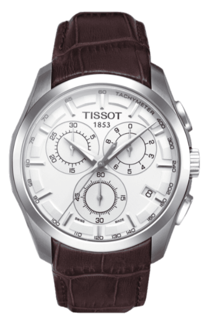 Buy Shop Tissot Couturier Chronograph White Dial Brown Leather Strap Watch For Men - T035.617.16.031.00 USA Online
