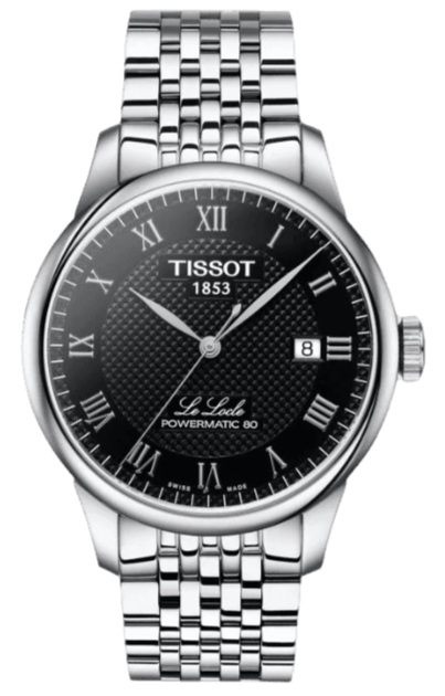 Buy Shop Tissot Le Locle Powermatic 80 Black Dial Silver Steel Strap Watch For Men - T006.407.11.053.00 USA Online