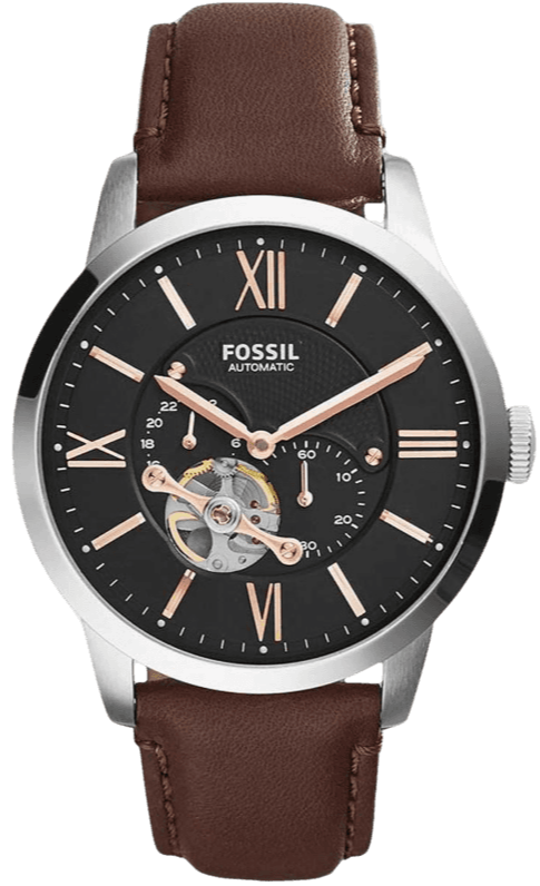 Buy Shop Fossil Townsman Automatic Black Dial Brown Leather Strap Watch for Men - ME3061 USA Online
