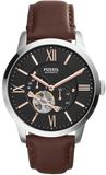 Buy Shop Fossil Townsman Automatic Black Dial Brown Leather Strap Watch for Men - ME3061 USA Online
