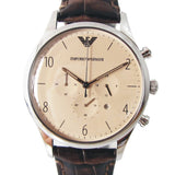 Buy Shop Emporio Armani Classic Chronograph Cream Dial Brown Leather Strap Watch For Men - AR1878 USA Online