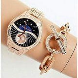 Buy Shop Michael Kors Lauryn Blue Dial Rose Gold Steel Strap Watch for Women - MK3723 USA Online