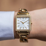 Buy Shop Guess Vanity Diamonds Silver Dial Gold Steel Strap Watch for Women - W1030L2 USA Online