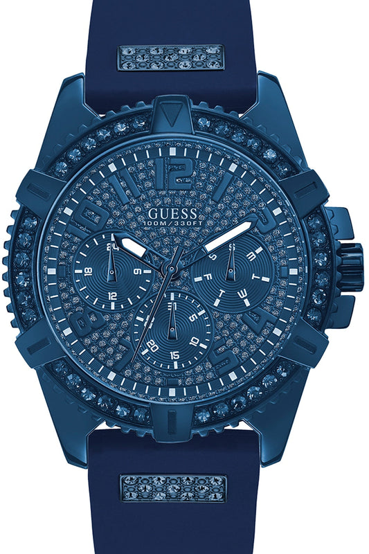 Buy Shop Guess Frontier Crystals Blue Dial Blue Silicon Strap Watch For Men - W1132G4 USA Online