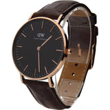 Buy Shop Daniel Wellington Classic York Black Dial Brown Leather Strap Watch For Women - DW00100140 USA Online