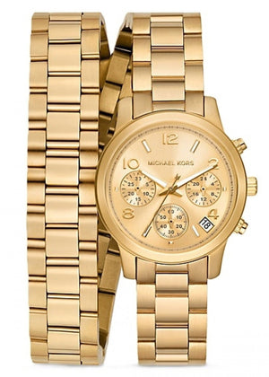 Buy Shop Michael Kors Runway Chronograph Analog Gold Dial Gold Steel Strap Watch for Women - MK7452 USA Online