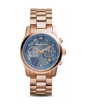 Buy Shop Michael Kors Runway Stop Hunger Quartz Blue Dial Rose Gold Steel Strap Watch For Men - MK8358 USA Online