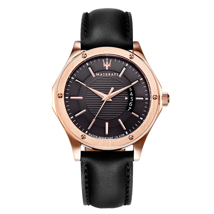 Buy Shop Maserati Circuito Black Dial Black Leather Strap Watch For Men - R8851127001 USA Online