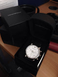 Buy Shop Emporio Armani Classic Quartz Chronograph White Dial Black Leather Strap Watch For Men - AR1807 USA Online