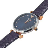 Buy Shop Emporio Armani Gianni T Bar Analog Blue Dial Black Leather Strap Watch For Women - AR1989 USA Online