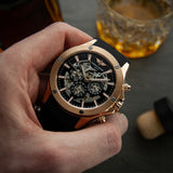 Buy Shop Fossil Modern Machine Automatic Skeleton Dial Black Leather Strap Watch for Men - ME3082 USA Online