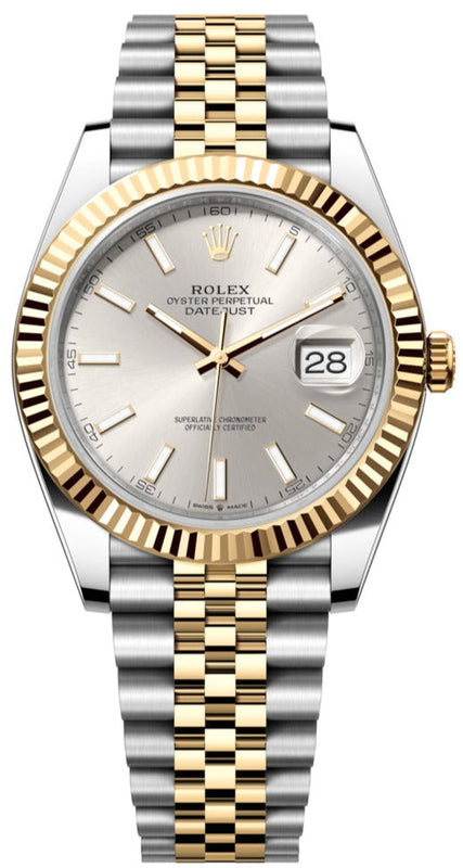 Buy Shop Rolex Datejust 41 Silver Dial Two Tone Oystersteel & Yellow Gold Jubilee Bracelet Watch for Men - M126333-0002 USA Online