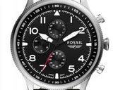 Buy Shop Fossil Retro Pilot Chronograph Black Dial Black Leather Strap Watch for Men - FS5806 USA Online