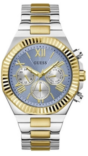 Buy Shop Guess Equity Analog Blue Dial Two Tone Steel Strap Watch For Men - GW0703G3 USA Online