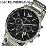 Emporio Armani Sportivo Chronograph Black Dial Silver Steel Strap Watch For Men - AR2460