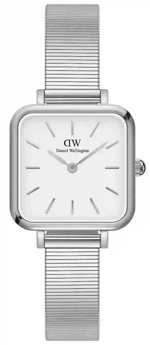 Buy Shop Daniel Wellington Quadro Studio White Dial Silver Mesh Bracelet Watch For Women - DW00100521 USA Online