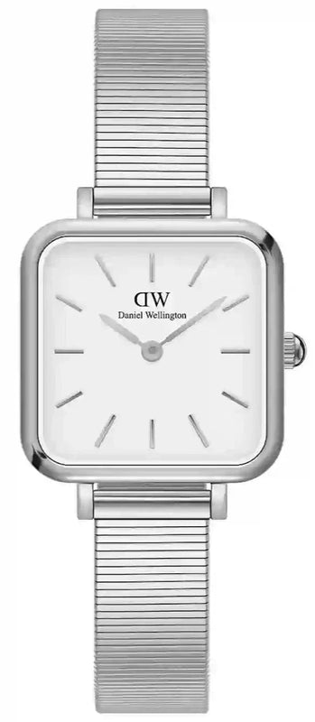 Buy Shop Daniel Wellington Quadro Studio White Dial Silver Mesh Bracelet Watch For Women - DW00100521 USA Online