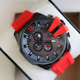 Buy Shop Diesel Mega Chief Chronograph Black Dial Red Silicone Strap Watch For Men - DZ4427 USA Online