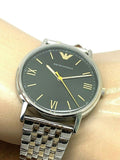 Buy Shop Emporio Armani Kappa Quartz Black Dial Two Tone Mesh Bracelet Watch For Men - AR11228 USA Online