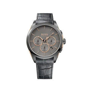 Buy Shop Hugo Boss Onyx Chronograph Grey Dial Black Leather Strap Watch For Men - HB1513366 USA Online