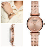 Buy Shop Emporio Armani Gianni T Bar Quartz Rose Gold Dial Rose Gold Steel Strap Watch For Women - AR11342 USA Online