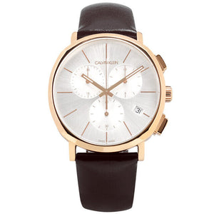 Buy Shop Calvin Klein Posh Chronograph White Dial Brown Leather Strap Watch for Men - K8Q376G6 USA Online
