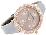 Swarovski Crystal Frost Silver Dial White Leather Strap Watch for Women - 5484070