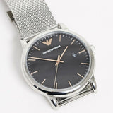 Buy Shop Emporio Armani Luigi Analog Black Dial Silver Mesh Bracelet Watch For Men - AR11272 USA Online