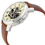 Buy Shop Fossil Grant Automatic Beige Skeleton Dial Brown Leather Strap Watch for Men - ME3099 USA Online