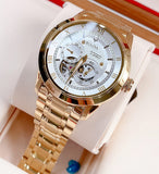 Buy Shop Bulova BVA Skeleton Silver Dial Gold Steel Strap Watch for Men - 97A108 USA Online