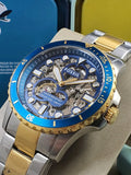 Buy Shop Fossil FB-01 Automatic Skeleton Blue Dial Two Tone Steel Strap Watch for Men - ME3191 USA Online