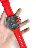 Buy Shop Diesel Mega Chief Chronograph Black Dial Red Silicone Strap Watch For Men - DZ4427 USA Online