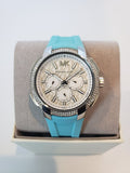 Buy Shop Michael Kors Sidney Multifunction Analog White Dial Turquoise Silicone Strap Watch For Women - MK7246 USA Online