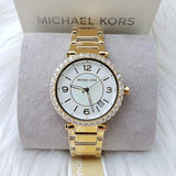 Buy Shop Michael Kors Parker Mother of Pearl White Dial Gold Steel Strap Watch For Women - MK4693 USA Online