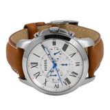 Buy Shop Fossil Grant Chronograph White Dial Brown Leather Strap Watch for Men - FS5060 USA Online