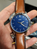 Buy Shop Fossil Minimalist Blue Dial Brown Leather Strap Watch for Men - FS5304 USA Online
