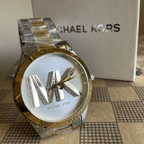 Buy Shop Michael Kors Slim Runway Three Hand Silver Dial Two Tone Steel Strap Watch For Women - MK4735 USA Online