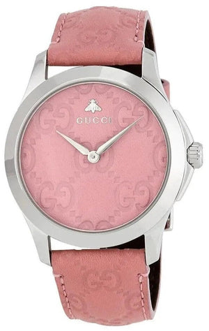 Gucci G Timeless Quartz Candy Pink Dial Pink Leather Strap Watch For Women - YA1264030