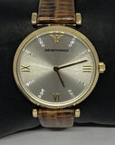 Buy Shop Emporio Armani Gianni T Bar Beige Dial Brown Leather Strap Watch For Women - AR1883 USA Online