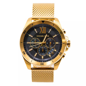 Buy Shop Michael Kors Brecken Chronograph Black Dial Gold Mesh Strap Watch For Men - MK8867 USA Online