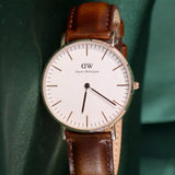 Buy Shop Daniel Wellington Classic Bristol White Dial Brown Leather Strap Watch For Women - DW00100039 USA Online