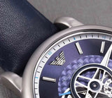 Buy Shop Emporio Armani Luigi Chronograph Blue Dial Black Leather Strap Watch For Men - AR60011 USA Online