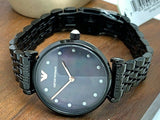 Buy Shop Emporio Armani Gianni T-Bar Quartz Black Mother of Pearl Dial Black Steel Strap Watch For Women - AR11268 USA Online