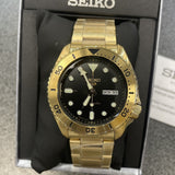 Buy Shop Seiko 5 Sports Automatic Black Dial Gold Steel Strap Watch For Men - SRPK18 USA Online