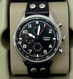 Buy Shop Fossil Retro Pilot Chronograph Black Dial Black Leather Strap Watch for Men - FS5806 USA Online