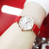 Buy Shop Emporio Armani Gianni T Bar Silver Dial Red Leather Strap Watch For Women - AR1876 USA Online